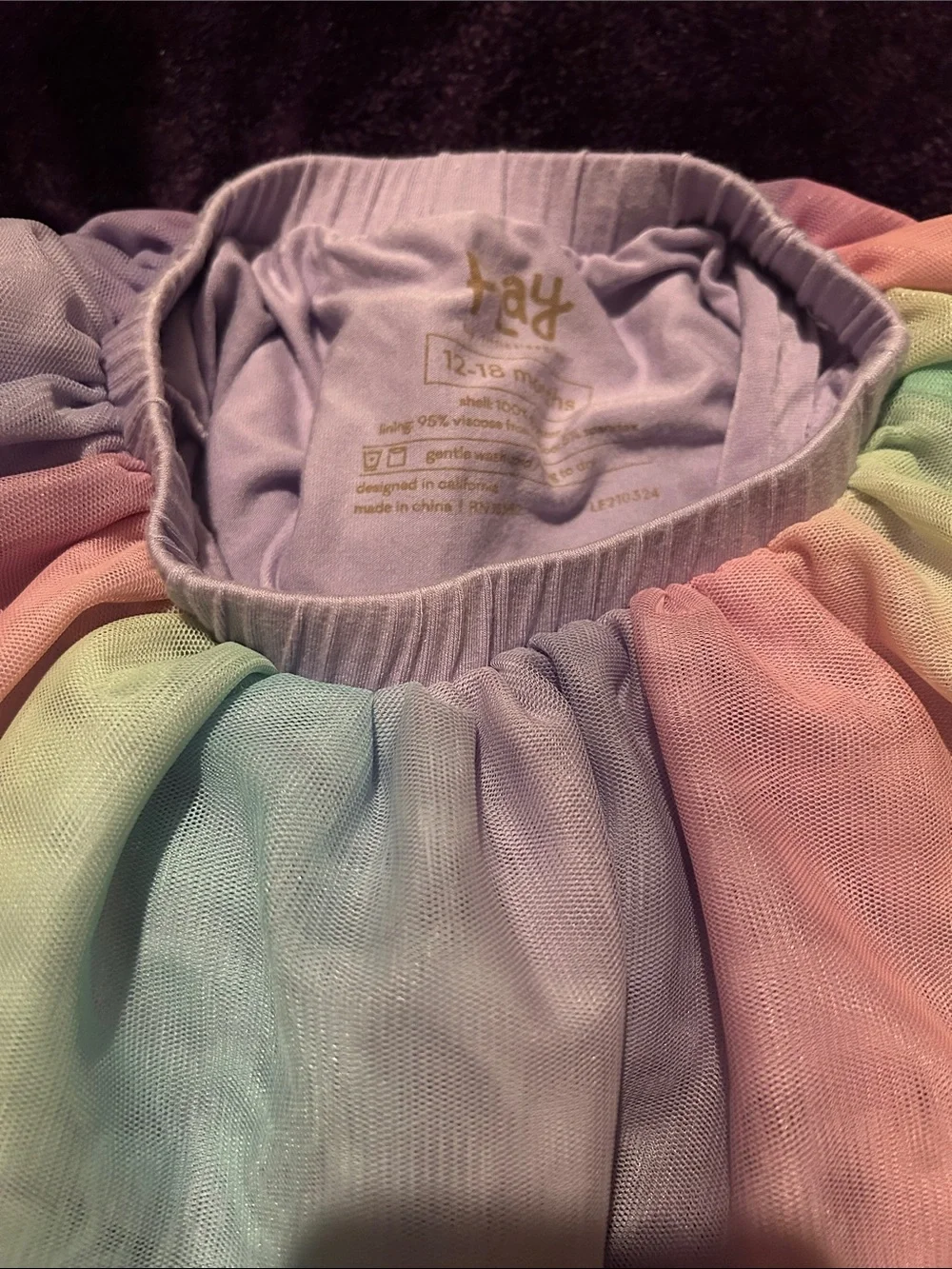 Little Sleepies Girls Pastel Rainbow Tulle Skirt